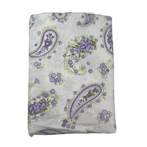POTTERY BARN KIDS Paisley Floral Full Flat Sheet Purple Green Cotton